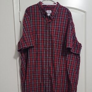 Harbor Bay DXL Men's Red and Black Plaid Button Down Shirt